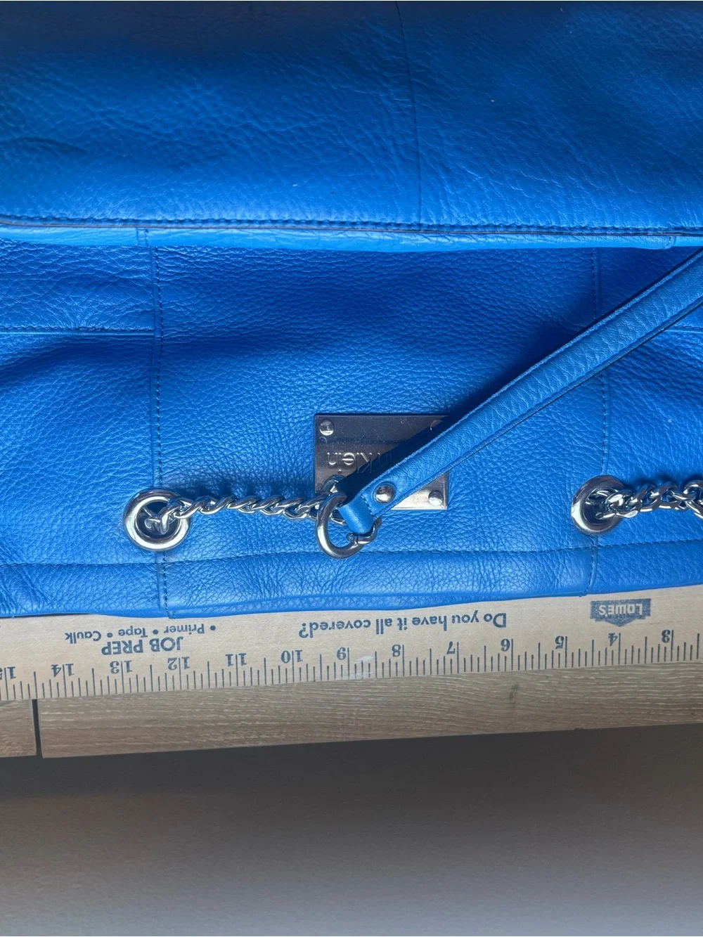Calvin Klein Cobalt Blue Leather Tote - Silver Chain Accents (Gently Used)